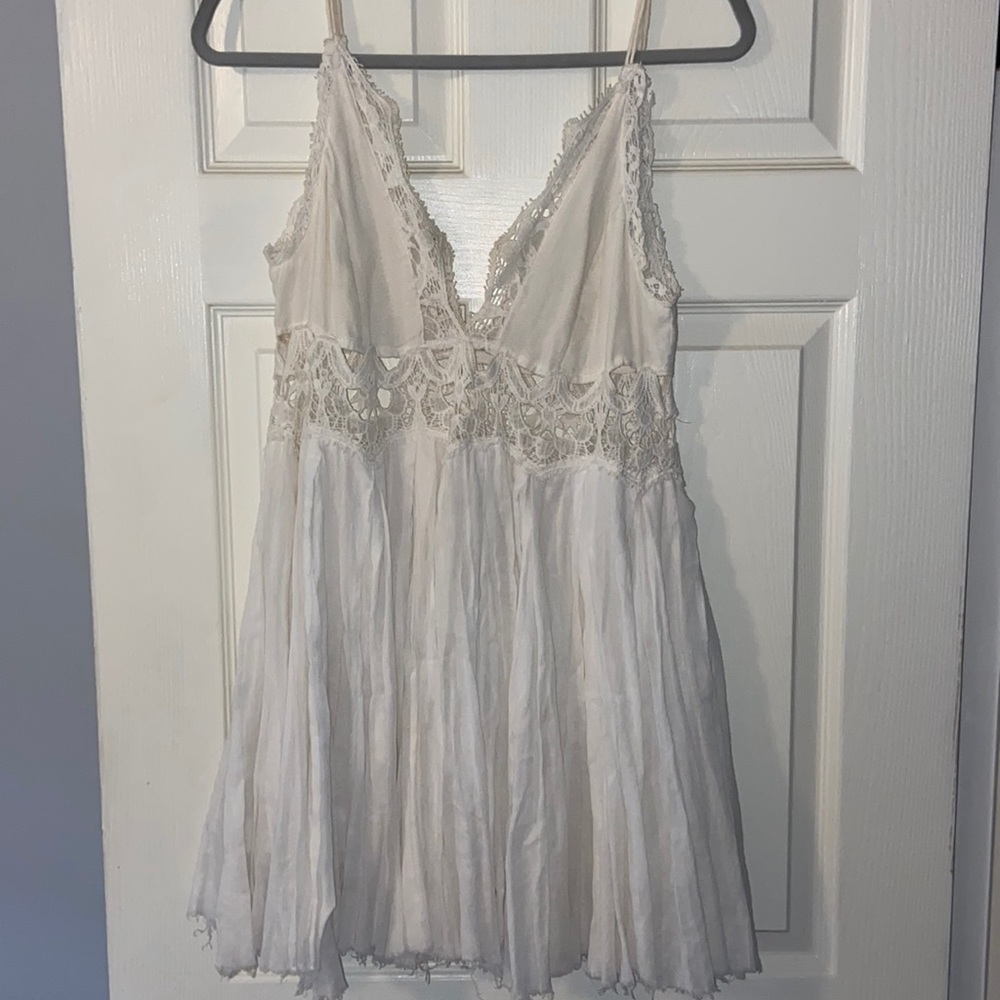 Free People Boho White Mini Dress, Size S